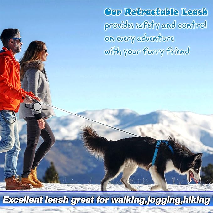 Heavy Duty Retractable Dog Leash-16ft Strong & Durable Walking Leash for S to L Dogs up to 45/115 lbs, Upgraded Lock System, Non Slip Grip, Tangle Free (Orange, Medium-Large Sized)