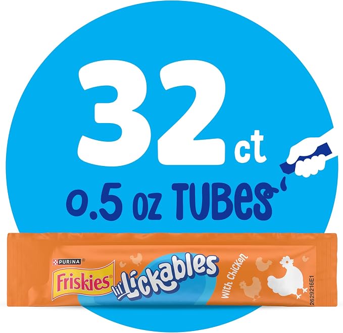 Purina Friskies Lil’ Lickables with Chicken Lickable Cat Treats - 16 oz (Pack of 32)