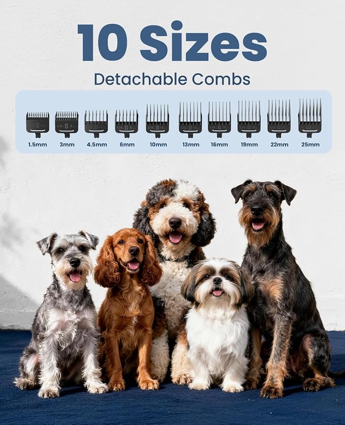 oneisall Dog Clippers for Grooming for Thick Heavy Coats/Low Noise Rechargeable Cordless Pet Shaver with Detachable Stainless Steel Blade/Waterproof Dog Shaver for Dogs Pets and Animals (Silver)