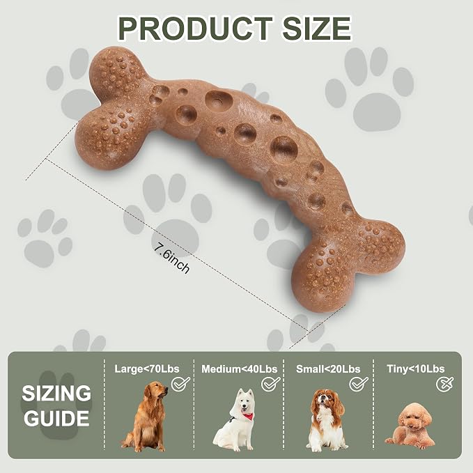 Dog Chew Toy for Aggressive Chewers Bacon Flavored Indestructible Dog Bone Toys for Medium/Large Breed to Keep Them Busy