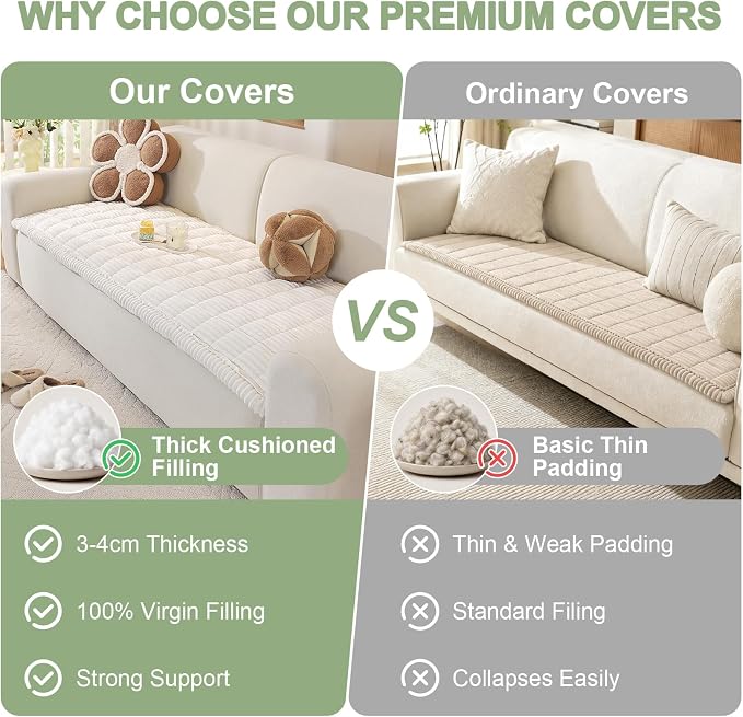 OstepDecor Couch Cover for Dogs, Washable Non Slip Sofa Cover for Pets, Soft Couch Covers for Sofa, Loveseat and Sectional, Furniture Protector Against Pet Hair & Scratches (20" x 24", White)