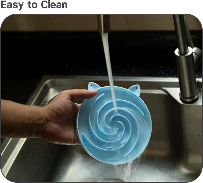 Bifeaw Slow Feeder Cat Bowl, Easy to Clean Silicone Bowl, Ideal for Dry and Wet Food (Green and Blue)