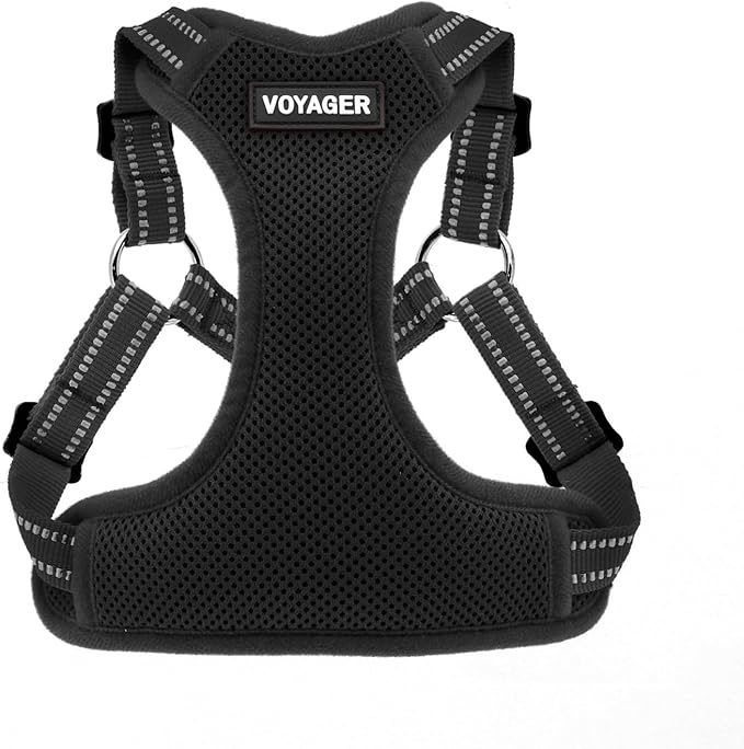 Best Pet Supplies Voyager Adjustable Step-In Flex Breathable Mesh Dog Harness for Small Medium Large Dogs (Black), XL