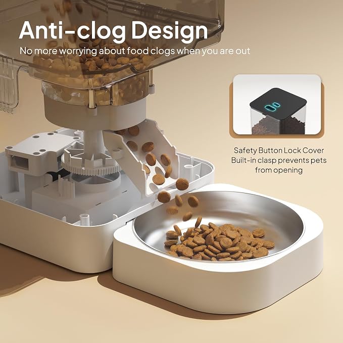 VOLUAS Automatic Cat Feeders - Pet Food Dispenser for Dry Food, Timed Cat Feeder with Desiccant Bag, Programmable Portion Size Control 4 Meals Per Day, 10s Voice Recorder