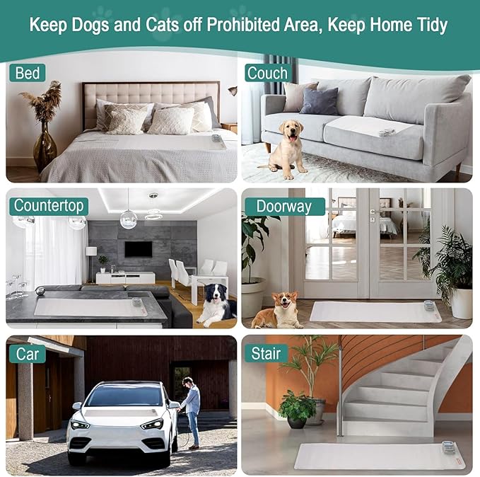 SEERWAY 22"x14" Scat Mat for Dogs and Cats, Pet Shock Mat with 3 Training Modes - Electric Training Pad to Keep Pets Off Furniture, Couch, Countertops, Christmas Tree - Indoor Pet Deterrent Mat