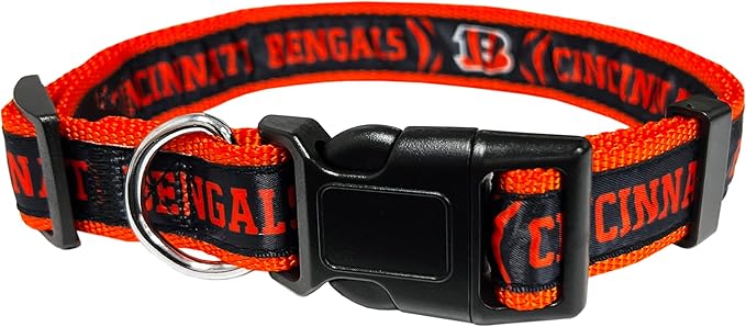 Pets First NFL Cincinnati Bengals Licensed PET COLLAR, Small - Heavy-Duty, Strong, and Durable Dog Collar. Available in 31 Football Teams and 4 Sizes