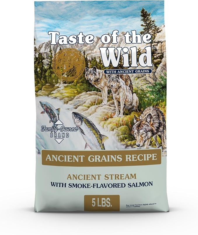 Taste of the Wild Ancient Stream All Life Stages High Protein Recipe with Smoke-Flavored Salmon & Ancient Grains Dry Dog Food 5lb