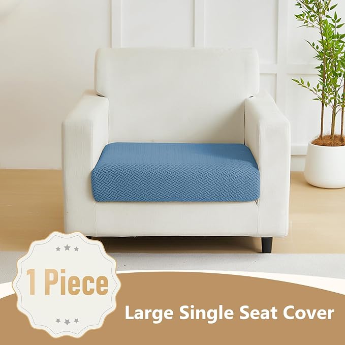 Yoovat Couch Cushion Covers for Sofa Couch Covers Wear-Resistant Universal Sofa Cover Washable Stretch for Sectional Slipcovers (Texture-Blue,Large Single Seat Cover)