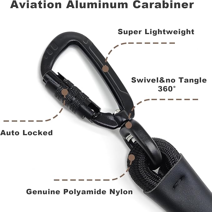Rope Dog Leash, 6 Foot Heavy Duty Dog Leash with Aviation Aluminum Auto Locking Carabiner, Strong Nylon Pet Lead for Small, Medium, Large Dogs (Dark Green, 6FT)