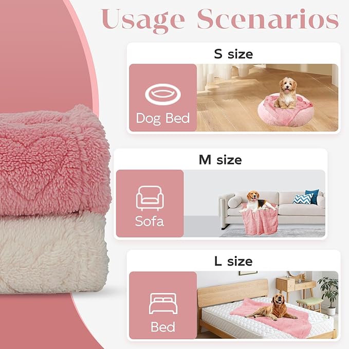 MACEVIA Dog Blankets for Medium Dogs Small Dogs Washable Pet Cat Puppy Blanket for Couch Sofa Bed Soft Fluffy Fleece Heart Throw for Pet Kitten Doggy (29x40 Inch, Pink) | Warm Soft Washable Pet Bed Cover, Fuzzy Puppy Pets Blanket for Dogs and Cats,Plus...