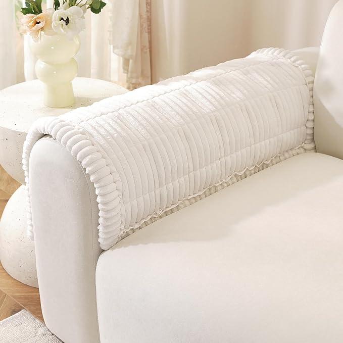OstepDecor Couch Cover for Dogs, Washable Non Slip Sofa Cover for Pets, Soft Couch Covers for Sofa, Loveseat and Sectional, Furniture Protector Against Pet Hair & Scratches (20" x 24", White)