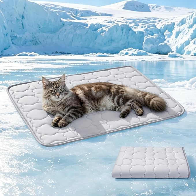 Mora Pets Dog Cooling Mat Pet Cooling Pad for Dogs & Cats Q-Max>0.5, Breathable Washable Self Cool Dog Mat for Indoor Floors, Crate, Sofa & Outdoor Use, Non Gel Summer Ice Silk Cold Pad Small 28x22