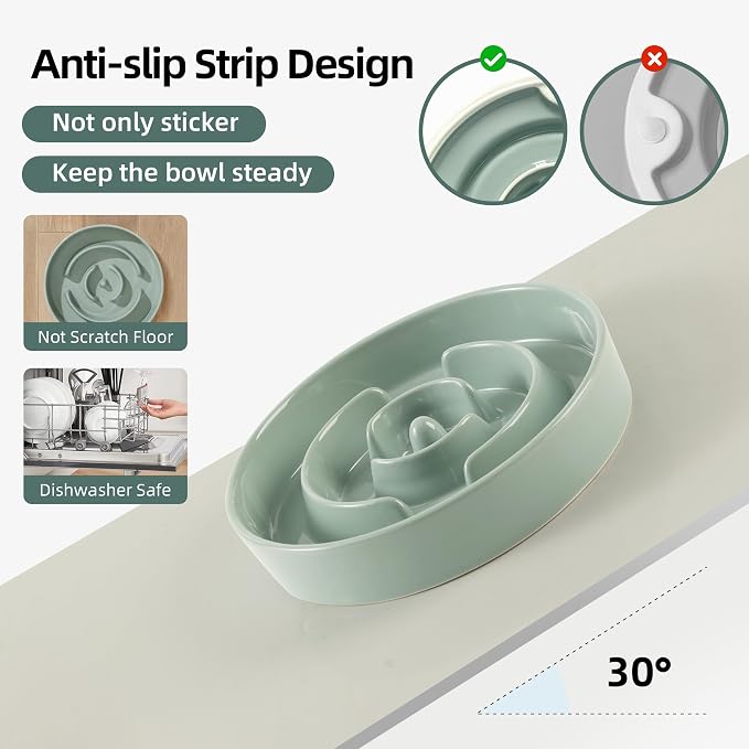 Havniva Ceramic Slow Feeder Dog Bowls, 3.2 Cups Dog Bowl Slow Feeding for Medium and Large Breed, 9.5inch Puzzle Dog Food Bowl Slow Feeder Non-Slip Anti-Gulping and Anti-Choking Reduces Bloating