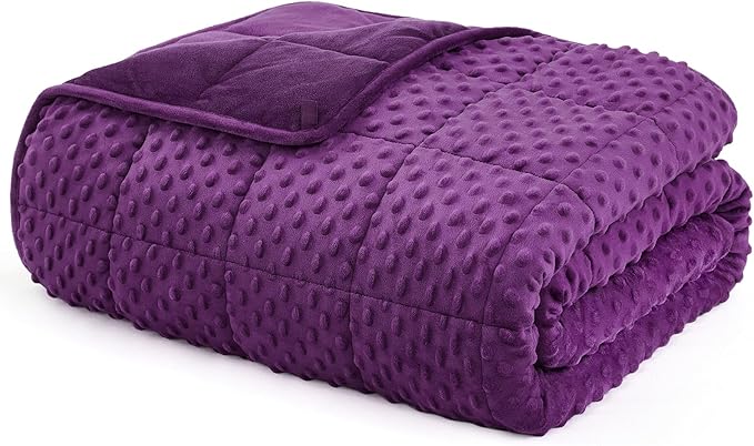 L'AGRATY Weighted Blanket for Adult - 48"x72" 20lbs Minky Dots Heavy Blanket with Glass Beads Soft Breathable for All-Season Summer Fall Winter Thick Comfort for Sleeping