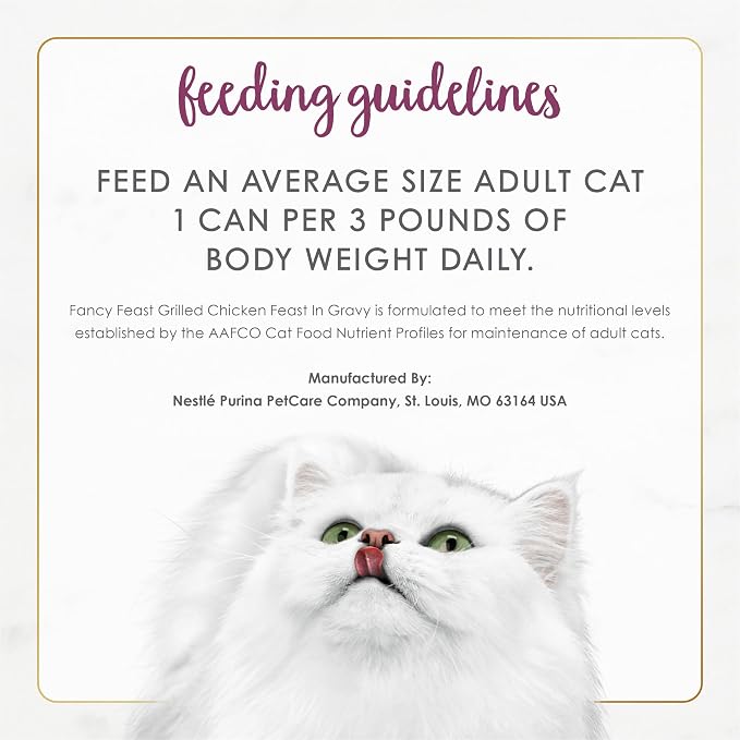 Purina Fancy Feast Grilled Wet Cat Food Chicken Feast in Wet Cat Food Gravy - (Pack of 12) 3 oz. Cans