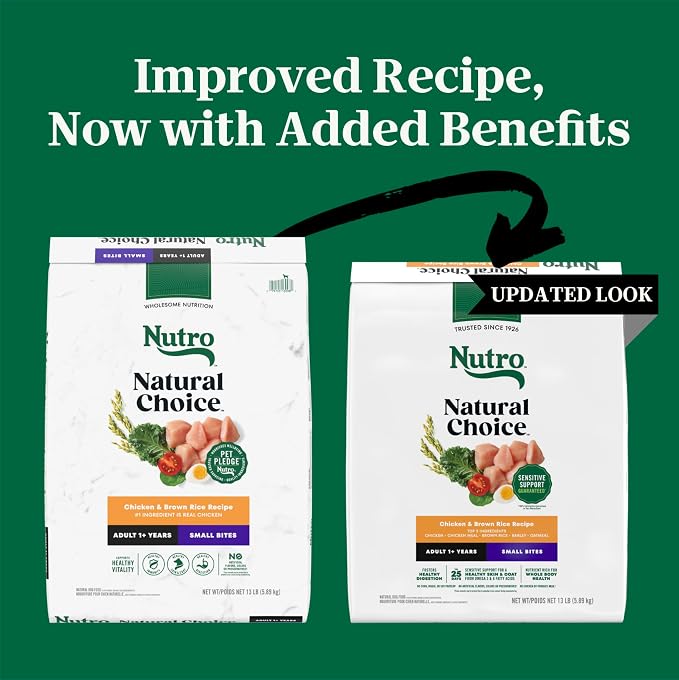 Nutro Natural Choice Small Bites Dry Dog Food, Adult Dog Food Dry Chicken and Brown Rice Recipe, 13 lbs.