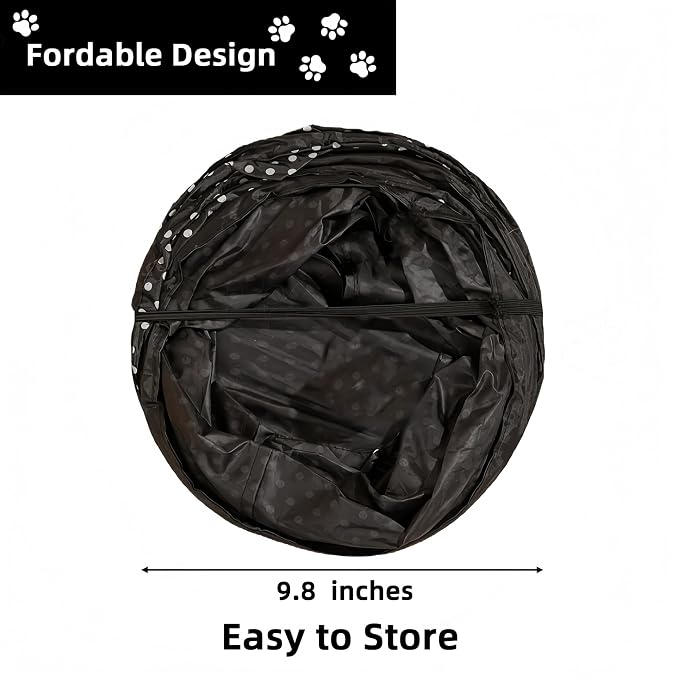 E-Shaped Cat Tunnel, 3-Way Interactive Triple Tube Toy for Indoor Cats, Collapsible Pet Play Maze with Peek-a-Boo Holes, Durable Hideout for Kittens, Puppies, Bunnies & Small Animals (E)