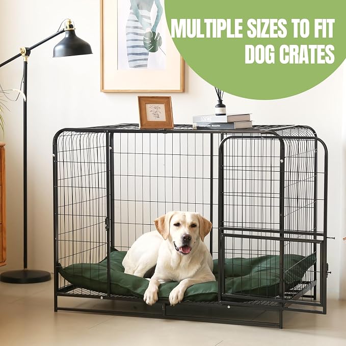 Chew Proof Indestructible Dog Bed - Durable Dog Bed for Aggressive Chewers, Machine Washable & Waterproof Indoor Outdoor Crate Pad, Tough Kennel Pad for Large Dogs (Large (28"x41"),Green)