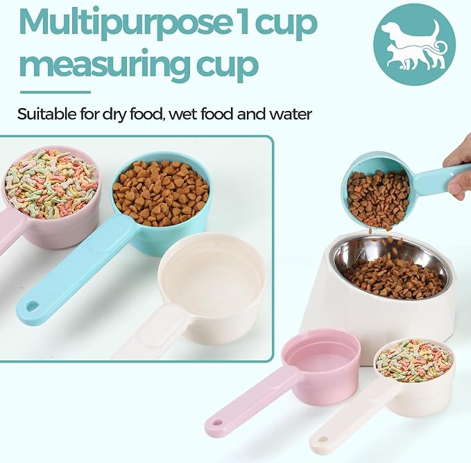 ComSaf MSBC Melamine Pet Food Scoop, Cat Food Measuring Cups, Comfortable Long Handle Scoop for Dog, Cat, Ferret and Rabbit Food, 1 Cup Size Pet Food Feeding Scoop (Blue)