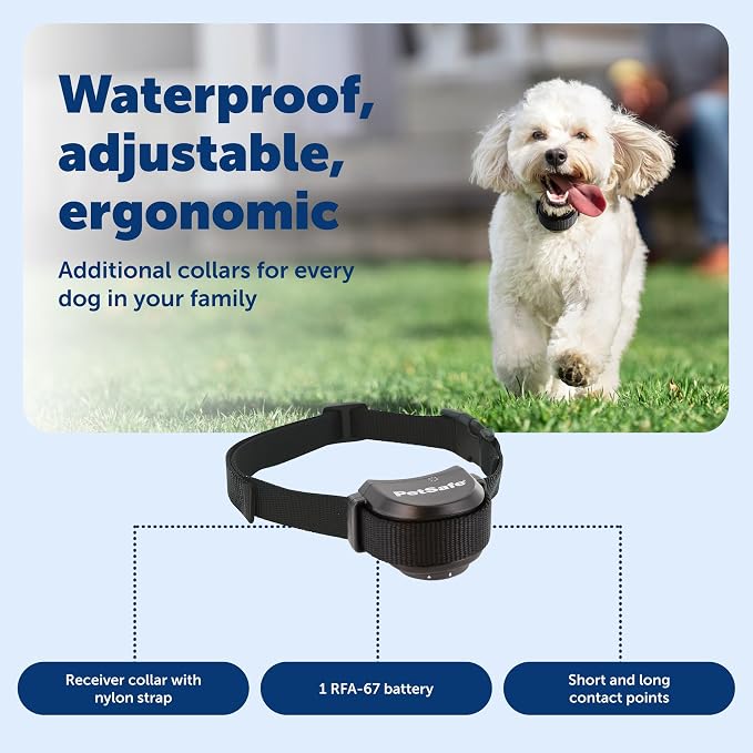 PetSafe Stay & Play Wireless Pet Fence with Replaceable Battery Collar for Dogs & Cats Over 5 lb Waterproof Receiver Collar Tone & Static Correction from Parent Company of Invisible Fence Brand