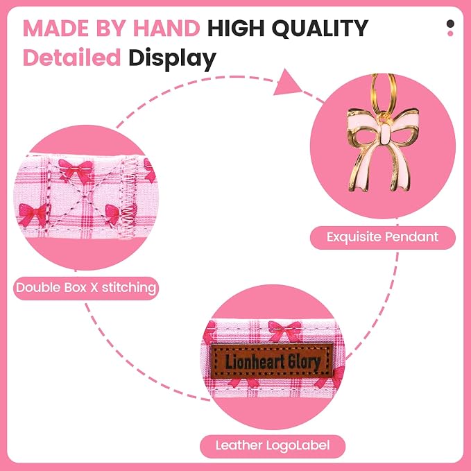 Lionheart glory Dog Collar - Cute Dog Collars Adjustable Soft Collars Pink Dogs Collar Bow for X-Small Dogs Puppy Girl/Boy Pet Spring Holiday