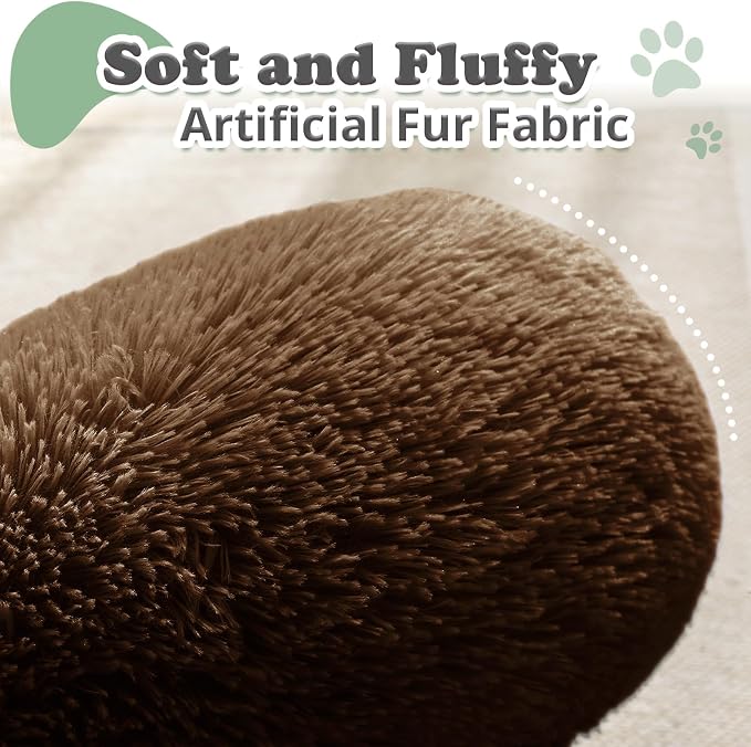 JOLLYVOGUE Dog & Cat Bed, Calming Anti-Anxiety Pet Bed for Small Dogs, Fluffy Donut Cushion for Small and Medium Pets (23")