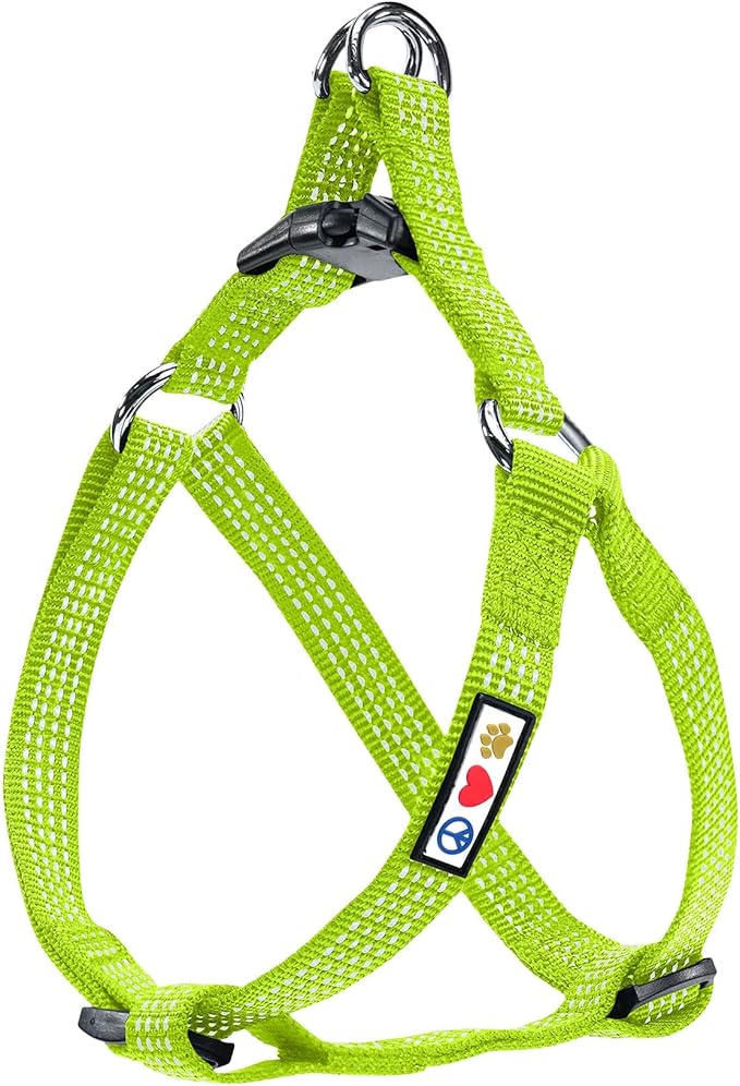 Pawtitas Reflective Step-in Dog Harness – Adjustable No-Pull Vest for Puppies to Seniors, Safe & Comfortable, S Green