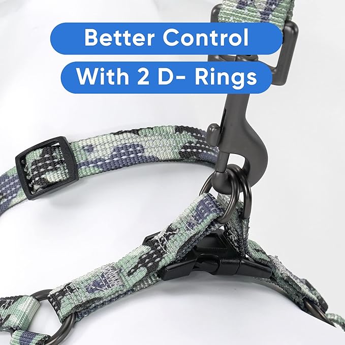 Pawtitas Reflective Step-in Dog Harness – Adjustable No-Pull Vest for Puppies to Seniors, Safe & Comfortable, L Camo Grey