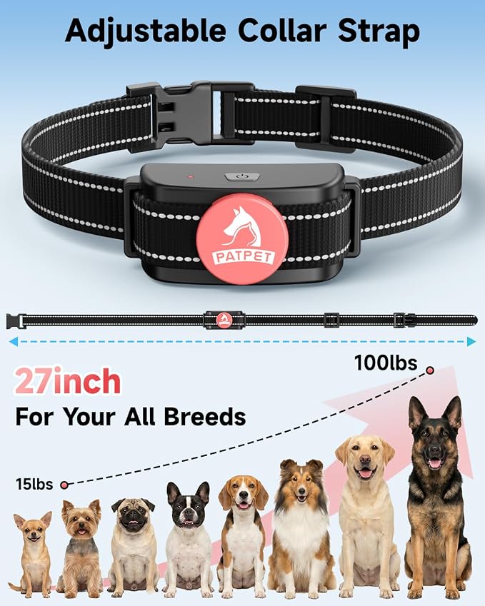 PATPET Dog Training Collar Shock Collar with Remote - 3 Training Modes, Beep, Vibration and Shock, Up to 1000 ft Remote Range, Rainproof for Small Medium Large Dogs