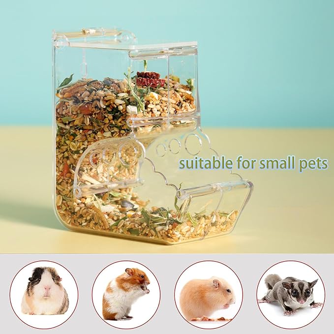 Automatic Hamster Feeder, Clear Acrylic Automatic Pet Feeder Pet Food Dispenser, Hamster Food Bowl Guinea Pig Food Dispenser for Small Animal Feeding & Watering Supplies (L)