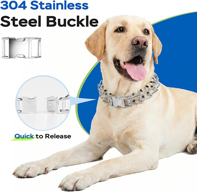 Supet Prong Collar for Dogs Training Collar, Adjustable Pinch Collar with Quick Release Buckle for Small Medium Large Dogs, No Pull Pinch Collar, Packed with One Extra Links,S