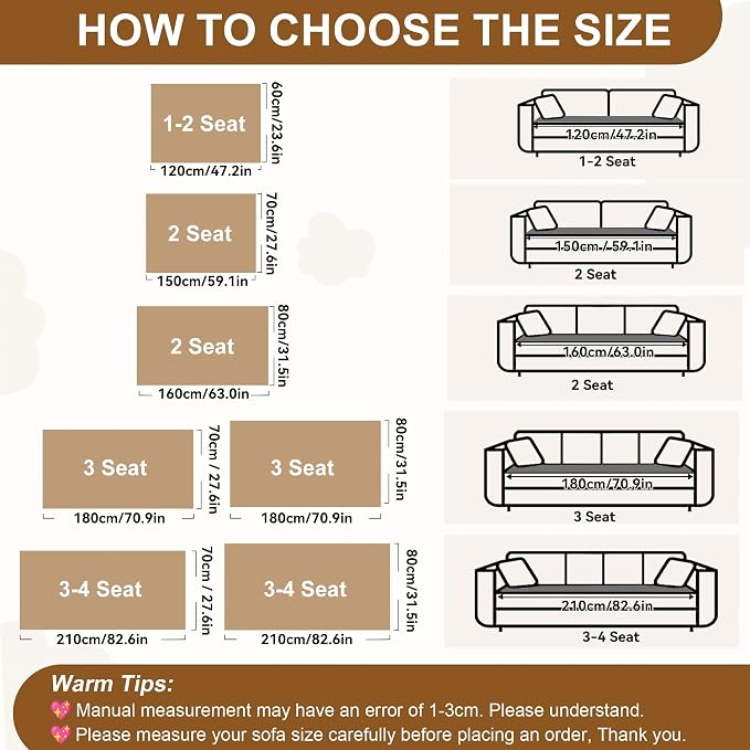 OTOB Couch Covers for 3 Cushion Sofa Pet Friendly, Plush Fuzzy Non Slip Sofa Covers Washable, Soft All Seasons Sofa Slipcovers Furniture Protector Dog Bed Mat (Cream, 27.6" x 82.7")
