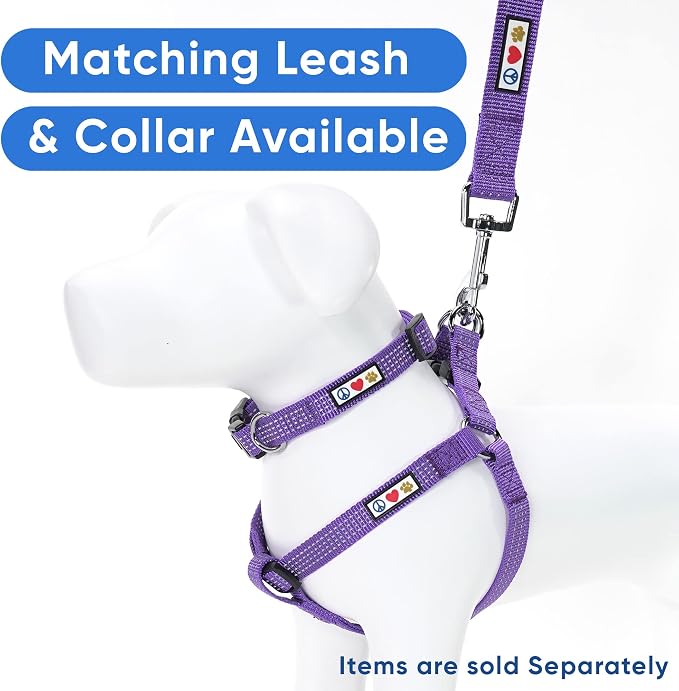 Pawtitas Reflective Step-in Dog Harness – Adjustable No-Pull Vest for Puppies to Seniors, Safe & Comfortable, M Purple