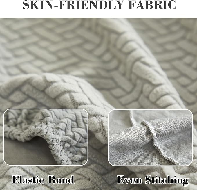 Sofa Covers Couch Covers for Sofa Pet Friendly Couch Cushion Covers Universal Sofa Covers Washable Stretch Slipcovers for Sectional Sofa (Texture Light Gray,Large Single Seat Cover)