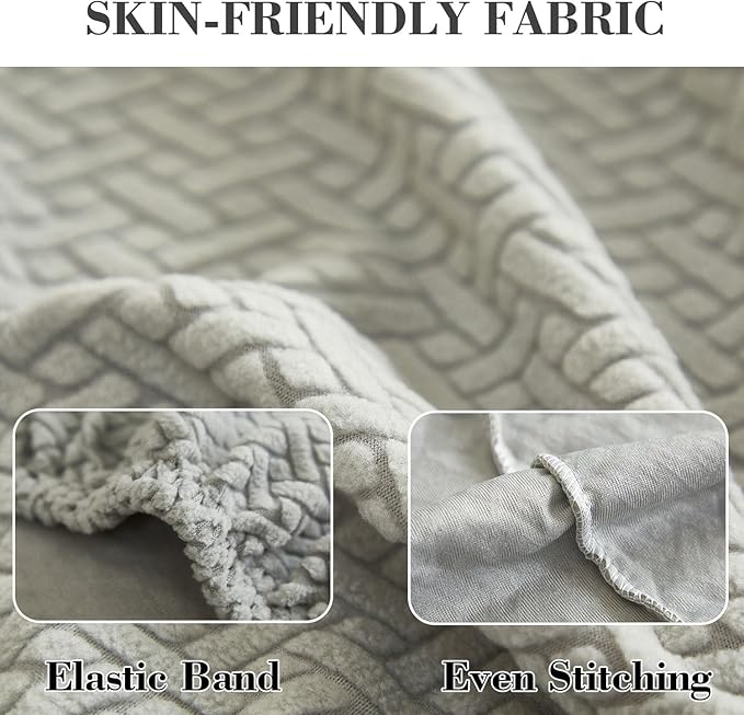 Sofa Covers Couch Covers for Sofa Pet Friendly Couch Cushion Covers Universal Sofa Covers Washable Stretch Slipcovers for Sectional Sofa (Texture Light Gray,Extra Large Single Seat Cover)