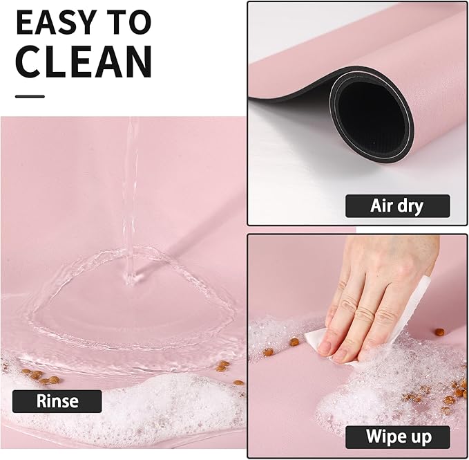 HotLive Dog Food Mat - Absorbent Cat Mat for Food and Water, No Stains Pet Feeding Bowl Mat, Easy to Clean Pet Placemats, Quick Dry Dog Water Dispenser Mat for Messy Drinkers | Paw Pink 16"x 24"