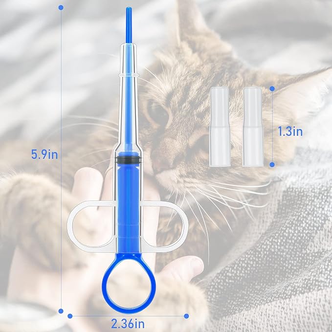 2 Pieces Pet Pill Plunger Popper for Small Cats Dogs Pill Gun Dispenser Shooter Pet Piller Soft Tip Tablet Syringe Pusher Animal Medicine Feeder for Feeding Accessories (Blue)