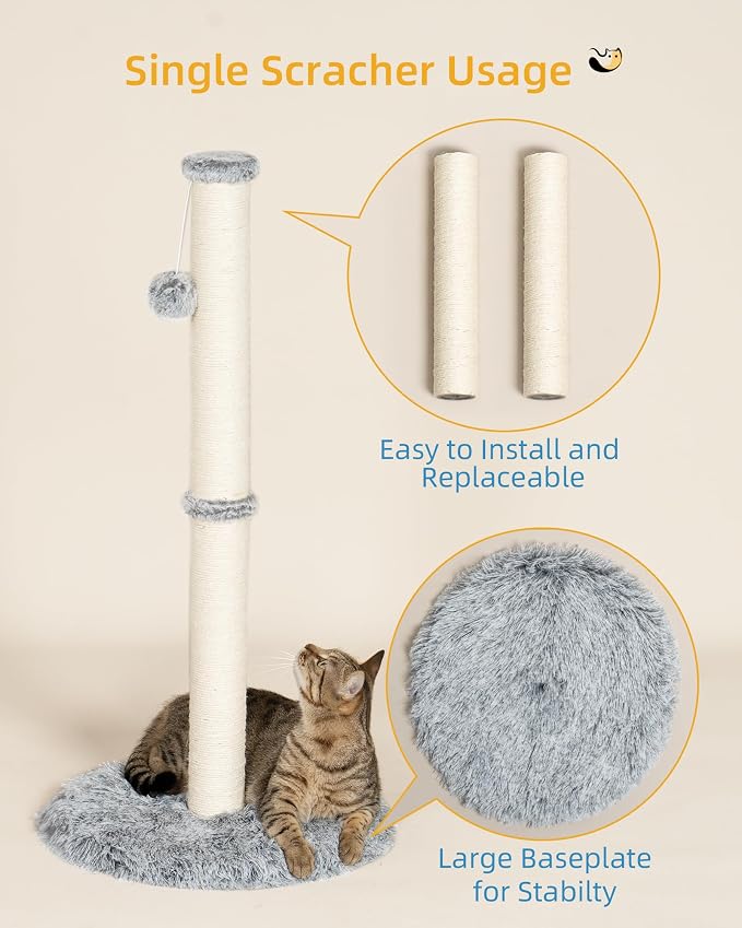 Aechonow 3-in-1 Cat Tunnel Bed, 34'' Tall Cat Scratching Post for Indoor Cats, Fluffy Peekaboo Donut Hideout Toy for Pets, Rabbit, Ferret