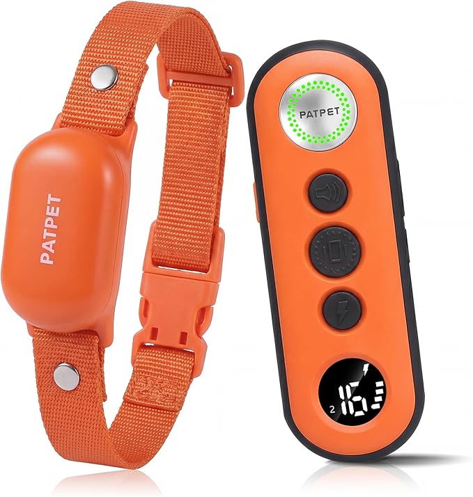 PATPET Shock Collar for Dogs - 4000FT Dog Training Collar with Remote, IPX7 Waterproof 4 Modes(Beep/Vibration/Shock/Safe) Dog Shock Collar, Rechargeable for Small Large Dogs (8-120Lbs) (Orange)