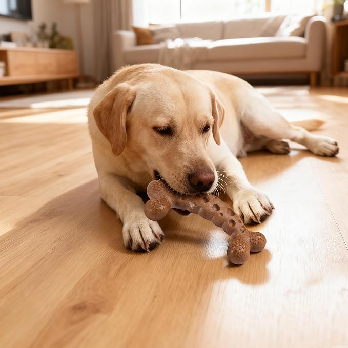 Dog Chew Toy for Aggressive Chewers Bacon Flavored Indestructible Dog Bone Toys for Medium/Large Breed to Keep Them Busy