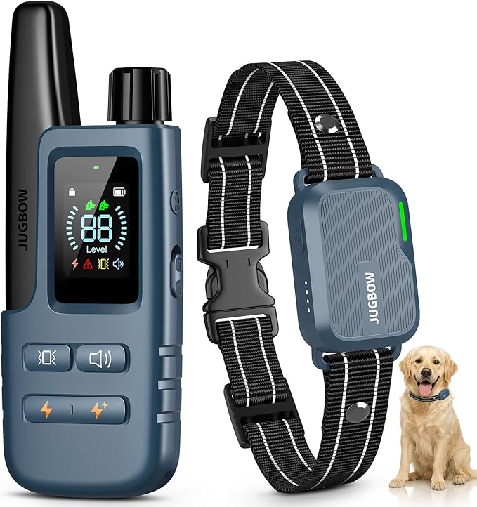 Dog Shock Collar - 4500FT Dog Training Collar with Remote, IPX8 Waterproof Electric Dog Collar with 4 Training Modes, Security Lock, Rechargeable eCollar for 10-120lbs Dogs(Bright Blue 1 Pack)