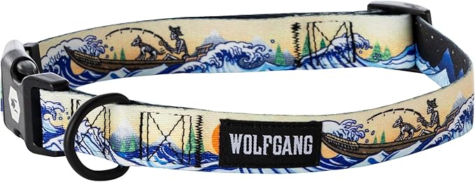 Wolfgang Heavy Duty, Adjustable Dog Collar with Quick Release Nylon Buckle for Walking & Training, MountainWave Print, Small