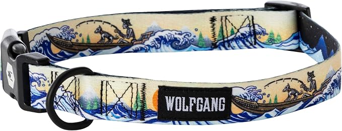 Wolfgang Heavy Duty, Adjustable Dog Collar with Quick Release Nylon Buckle for Walking & Training, MountainWave Print, Medium