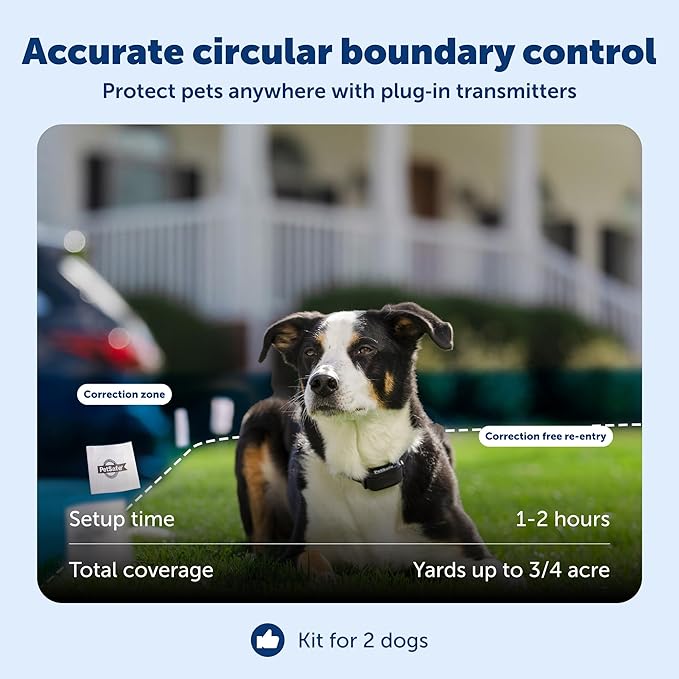 PetSafe Stay & Play Wireless Fence for 2-Dogs with Replaceable Battery Collar Covers 3/4-Acre Yard for Dogs 5 lb. and Up Portable Design from the Parent Company of Invisible Fence Brand