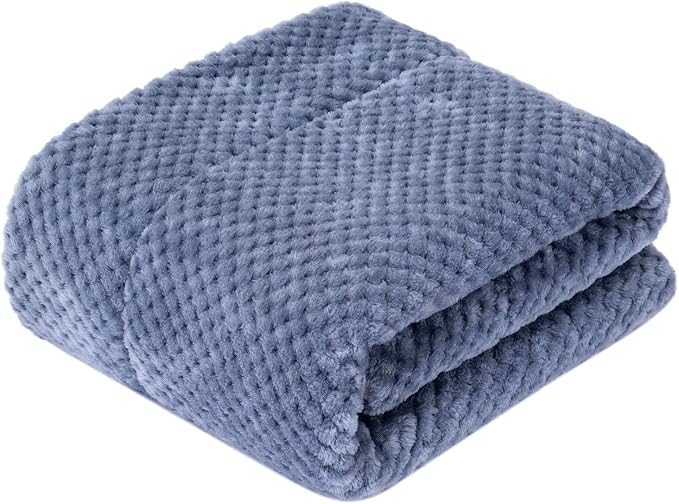 DW Plush Fleece Receiving Blanket for Dog, Cat, and Pet - Warm and Soft, Couch, Sofa, Travel and Outdoor, Camping (24" x 32", Smoked Blue)