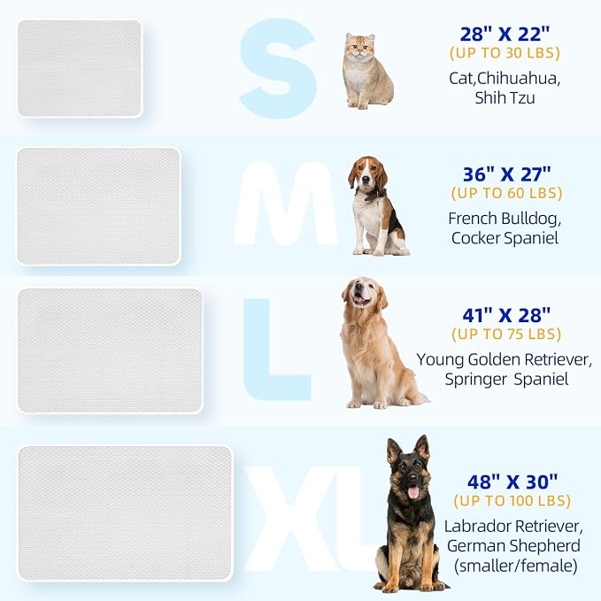 Mora Pets Dog Cooling Mat Instant Self Cooling Pad for Dogs & Cats Breathable Washable Summer Pet Cool Mat Indoor Outdoor, Puppy Cold Blanket for Floor Crate Car Travel Use Small 28'' x 22'' Grey