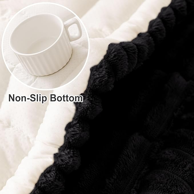 hyha Couch Cover for Dogs Washable, Non Slip Thick Flannel Sofa Protector, Pet Friendly Plush Furniture Cover for Sectional Sofa & Loveseat (Black, 27.6" x 88")