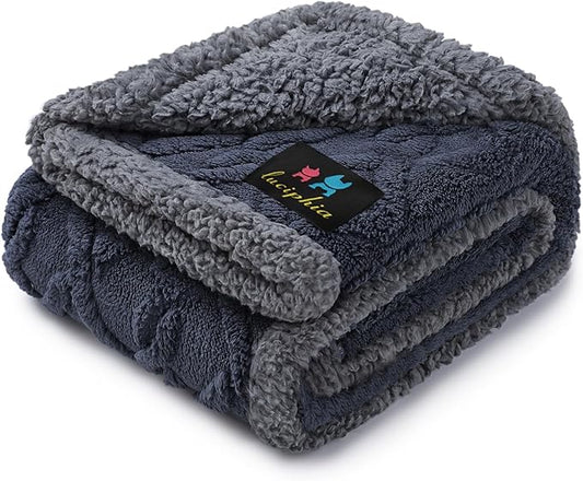 Luciphia Waterproof Pet Blanket, Liquid Pee Proof Dog Blankets for Sofa Bed Couch, Reversible Sherpa Fleece Furniture Protector Cover for Small Medium Large Dogs Cats,Dark Grey Medium（57" x 40"）