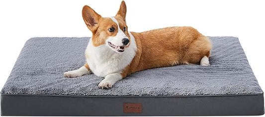 Waterproof Dog Beds for Small Dogs Orthopedic Dog Beds for Crate with Removable Washable Cover Egg-Crate Foam Pet Pad Mat with Anti-Slip Bottom, 29x18 Inch, Grey