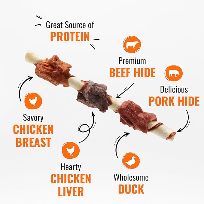 Good 'n' Fun Kabobs Long-Lasting Dog Treat, With Real Proteins, Beef Hide and Premium Chicken, Supports Dental Health, Mental Stimulation, 48 oz